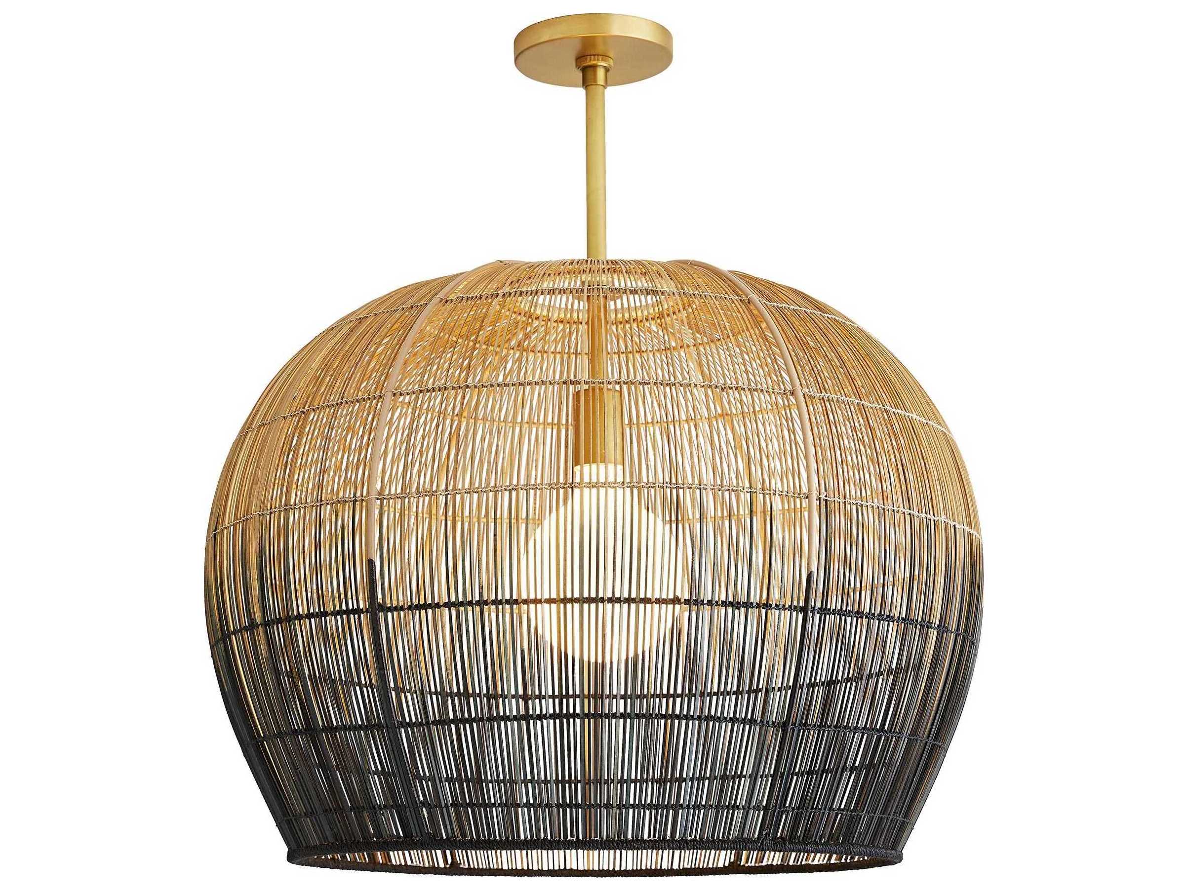 Arteriors Home Swami 1-Light Natural And Black Ombre Brass Bowl Linear Pendant