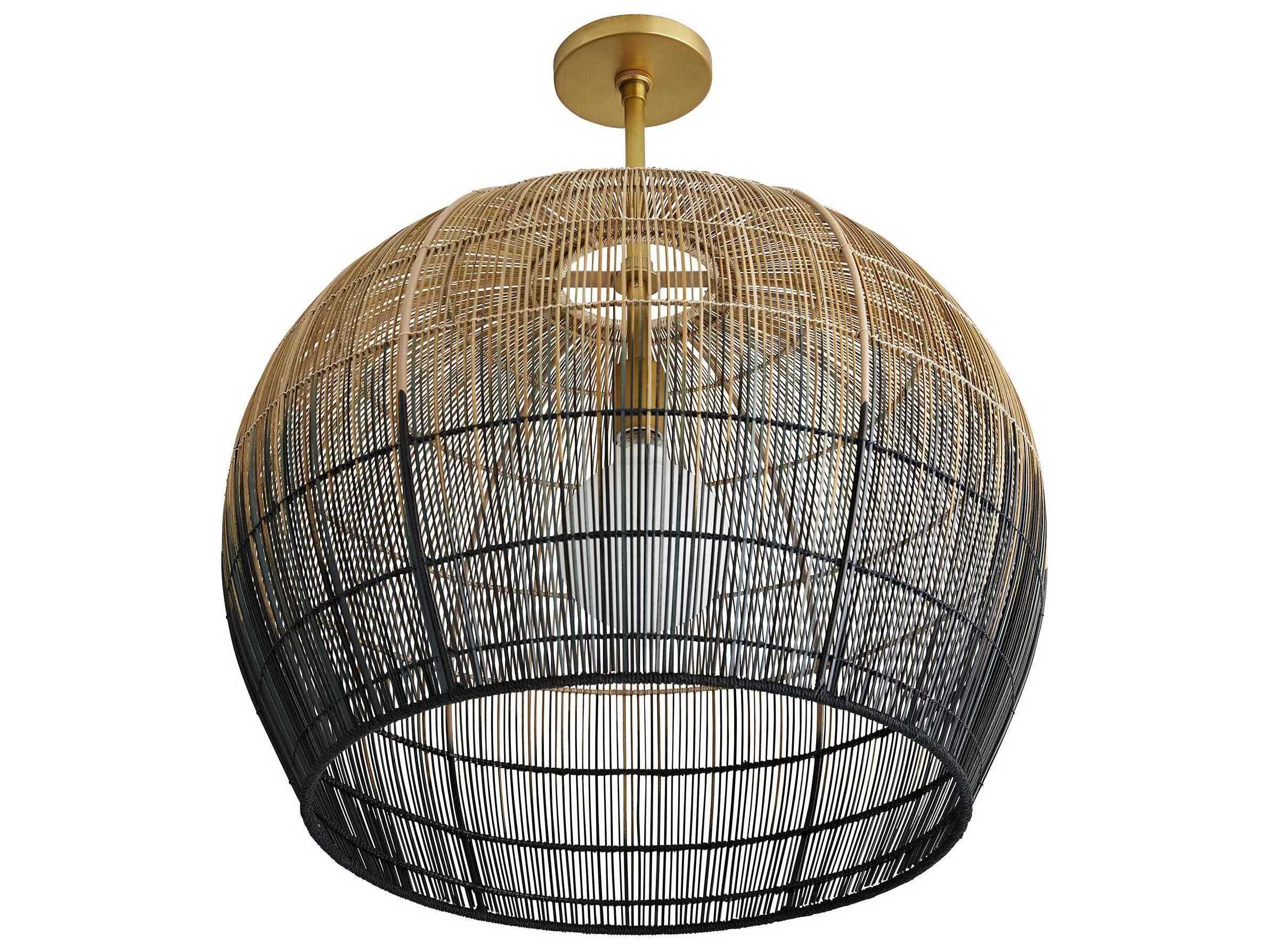 Arteriors Home Swami 1-Light Natural And Black Ombre Brass Bowl Linear Pendant