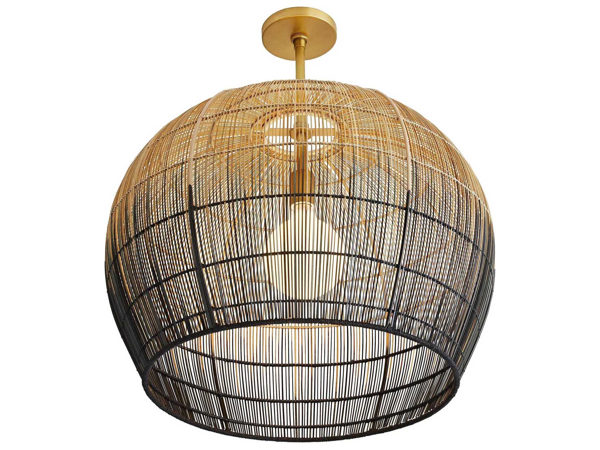 Arteriors Home Swami 1-Light Natural And Black Ombre Brass Bowl Linear Pendant