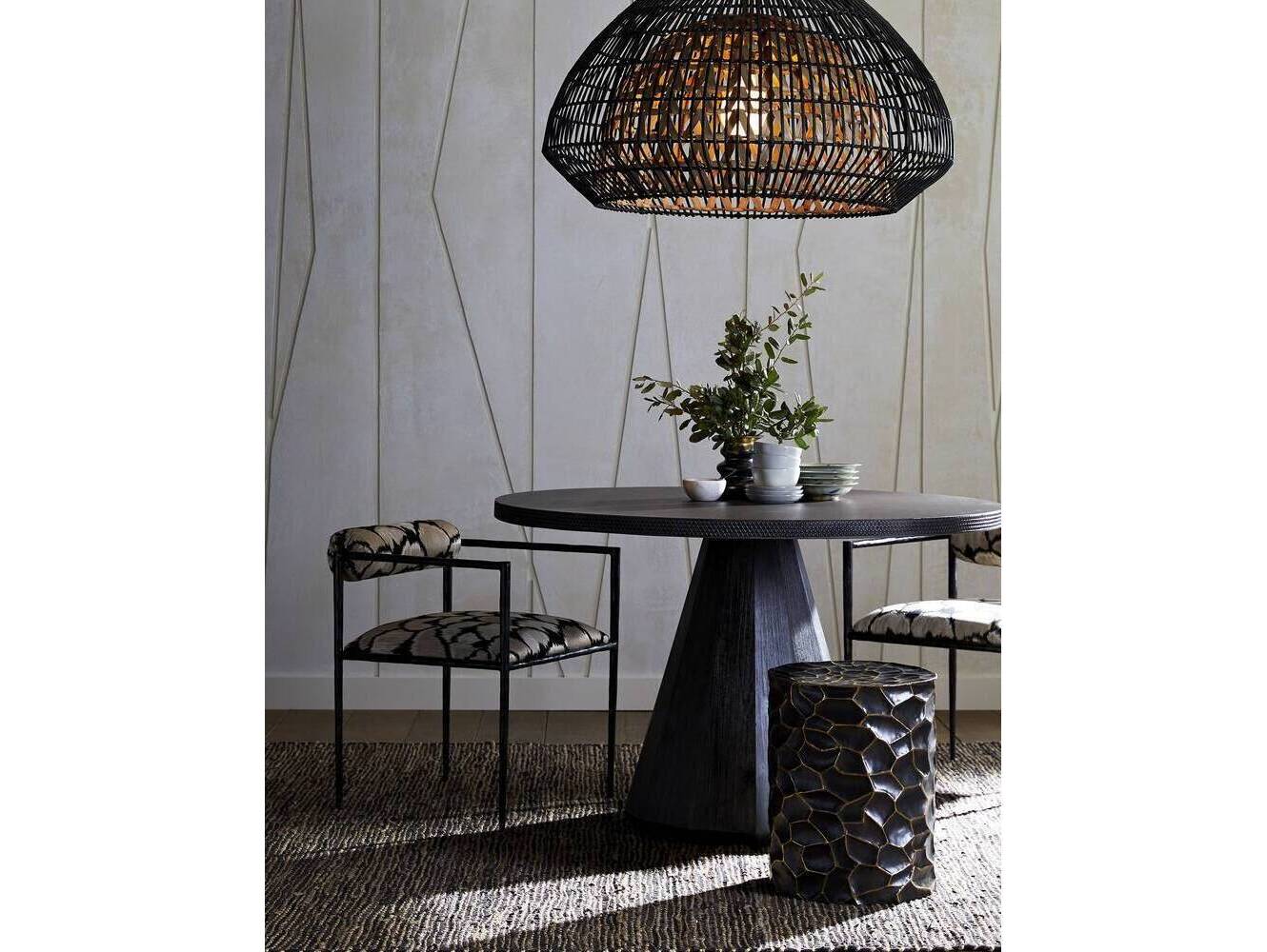 Arteriors Home Rimini 1-Light Black Natural Dome Pendant