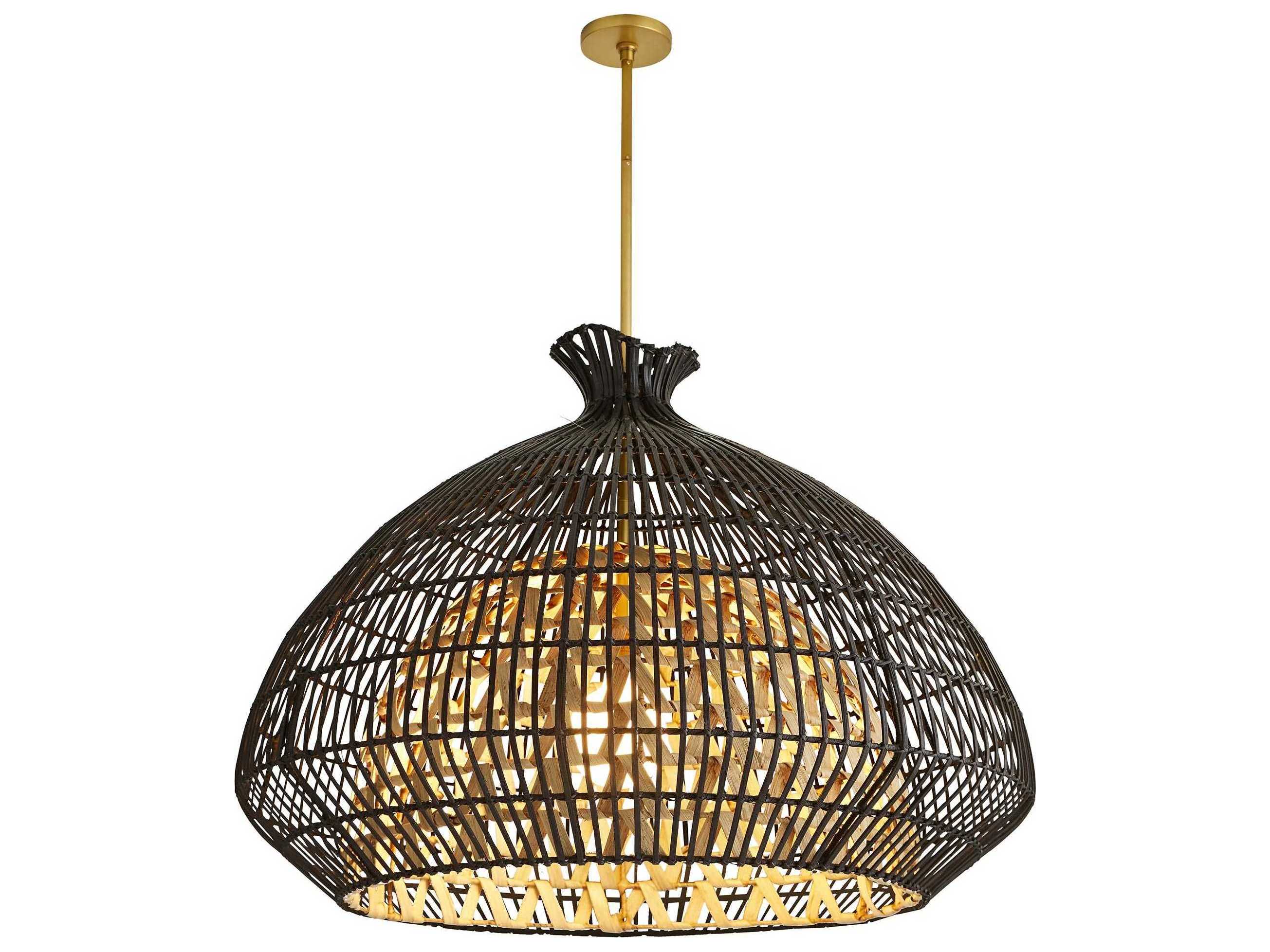 Arteriors Home Rimini 1-Light Black Natural Dome Pendant