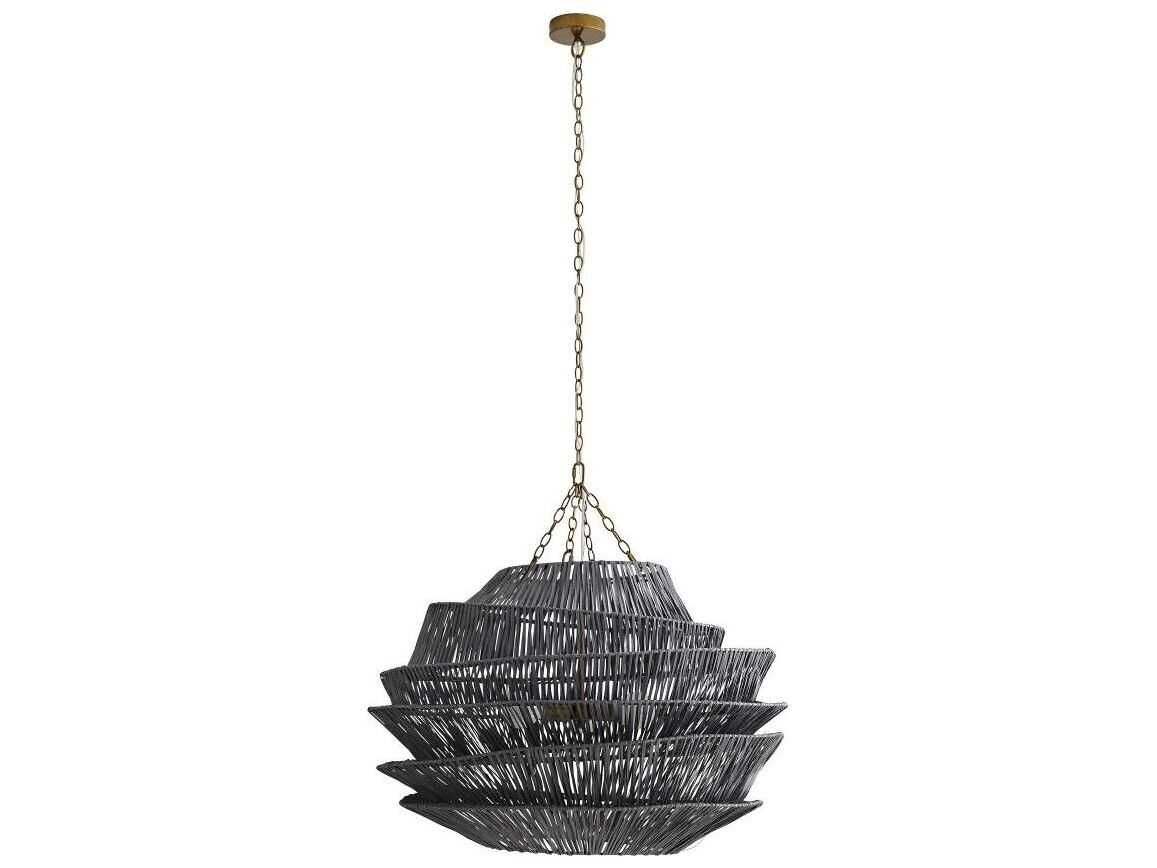 Arteriors Home Barton 3-Light Dark Gray Stained Raffia Pendant