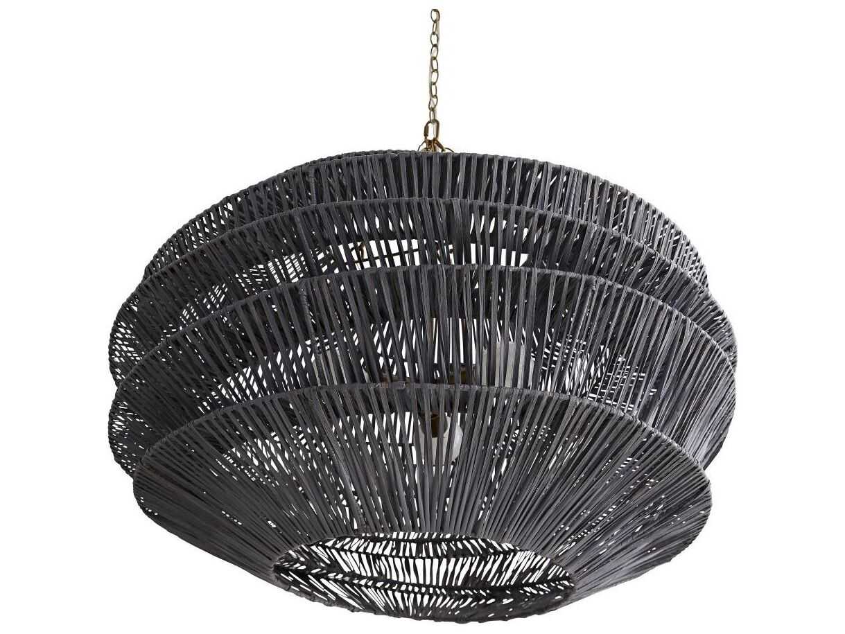 Arteriors Home Barton 3-Light Dark Gray Stained Raffia Pendant