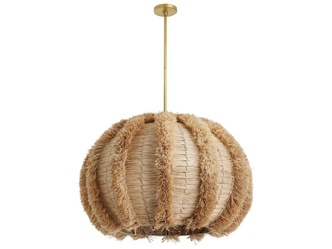 Arteriors Home Johanna 1-Light Natural Raffia Brown Globe Pendant