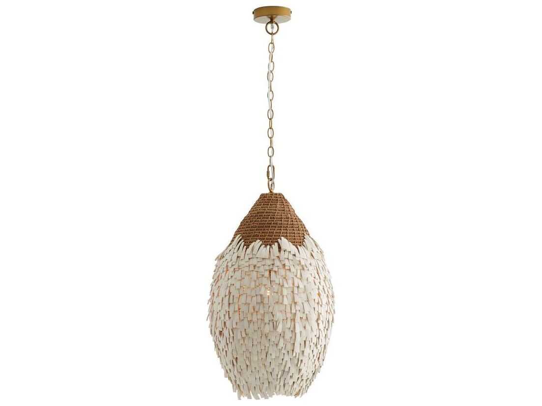 Arteriors Home Orla 1-Light Antique Brass White Pendant