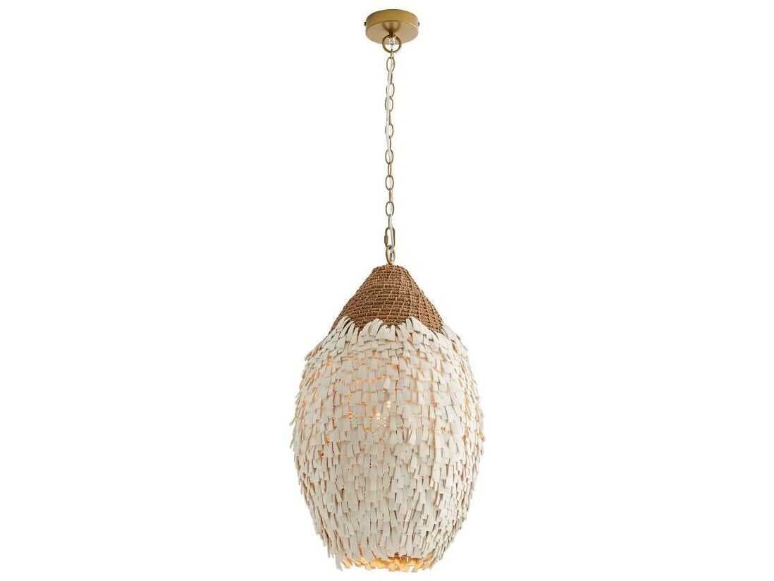 Arteriors Home Orla 1-Light Antique Brass White Pendant