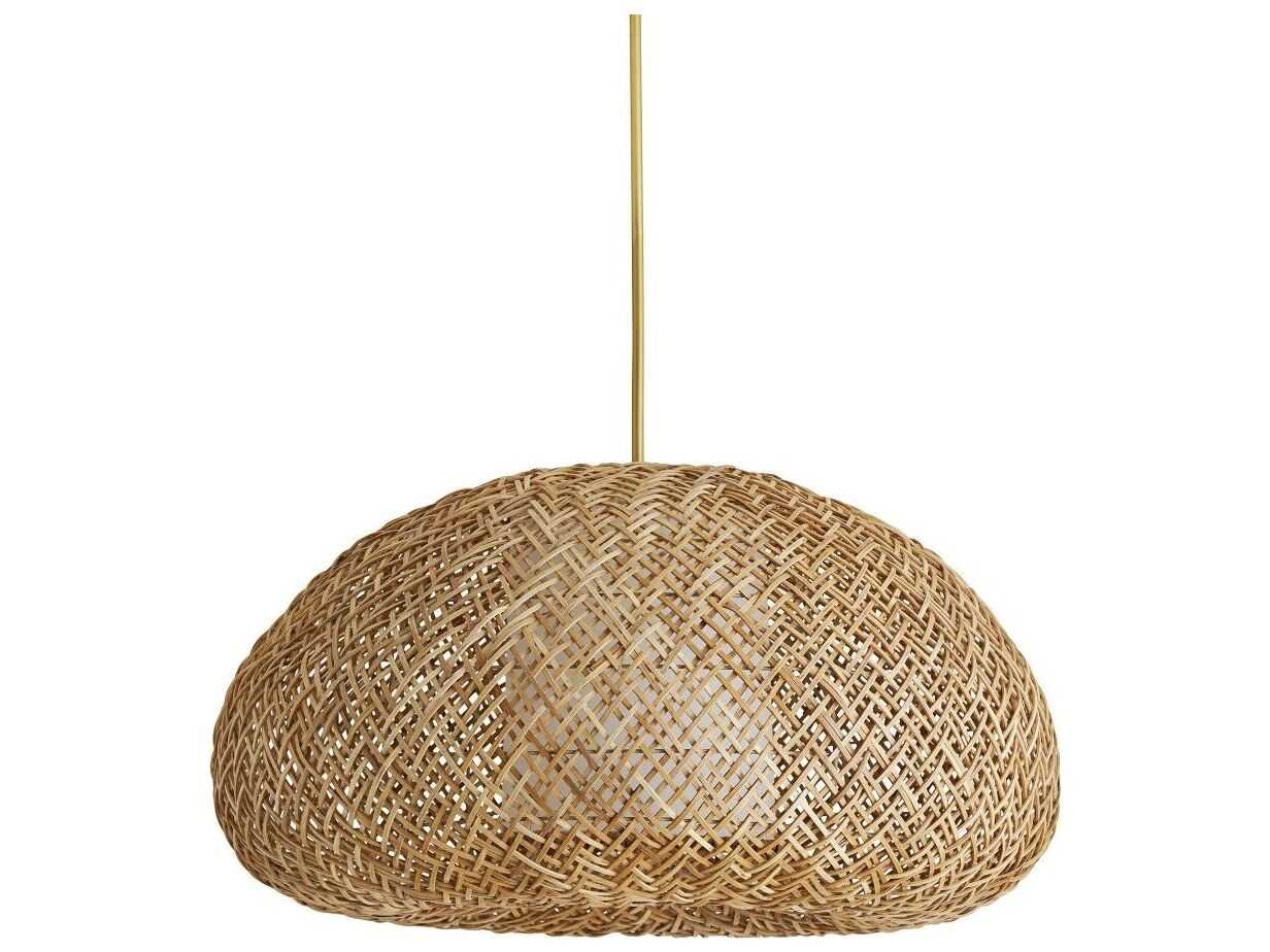 Arteriors Home Ingrid 1-Light Natural Rattan White Linen Wood Pendant