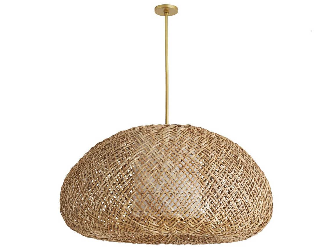 Arteriors Home Ingrid 1-Light Natural Rattan White Linen Wood Pendant
