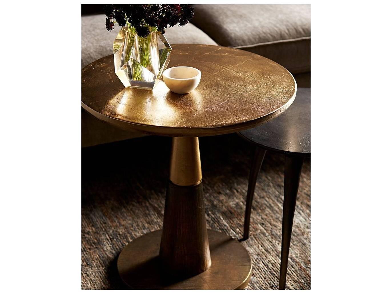 Arteriors Home Rochester Round Metal Burnished Gold End Table