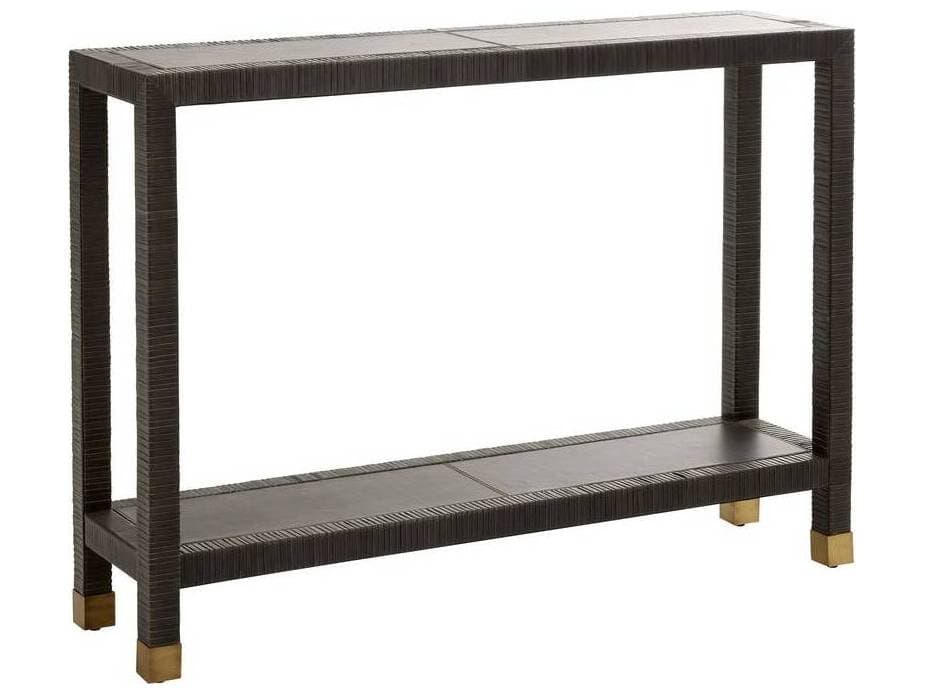 Arteriors Home Rectangular Leather Dim Gray Oswald Console Table