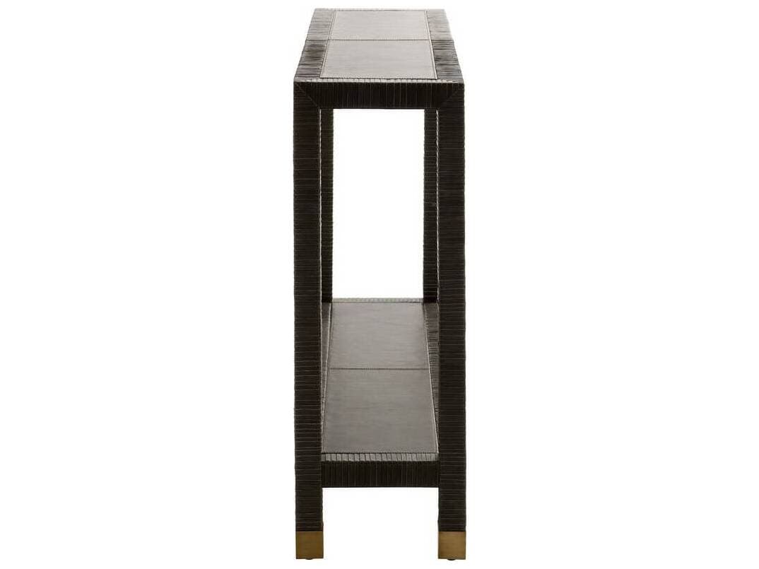 Arteriors Home Rectangular Leather Dim Gray Oswald Console Table
