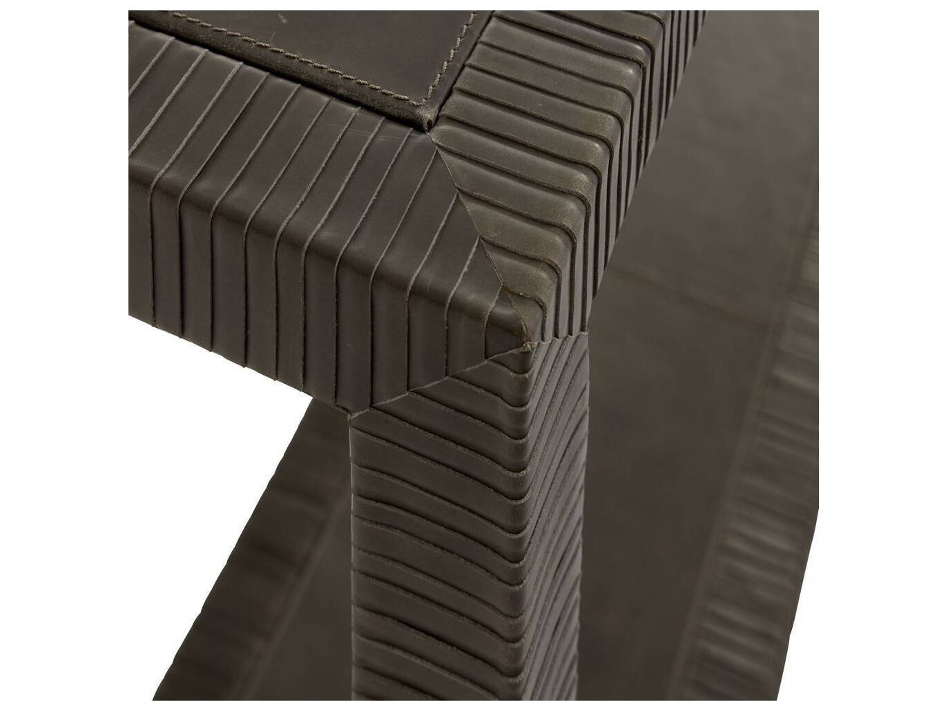 Arteriors Home Rectangular Leather Dim Gray Oswald Console Table