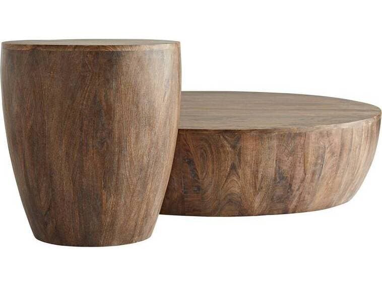 Arteriors Home Jacob Round Wood Washed Tobacco Coffee Table