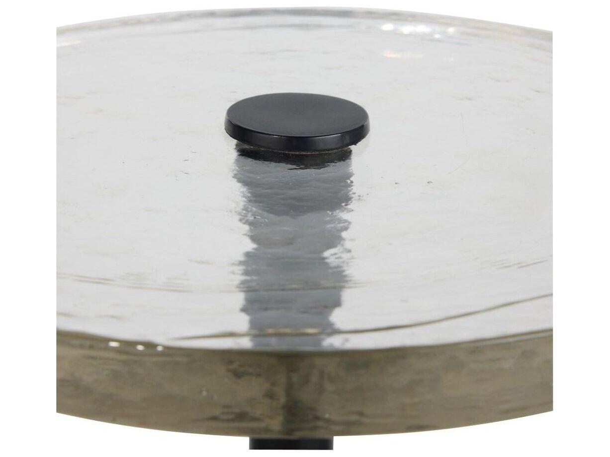 Arteriors Home Round Glass Natural Iron Eric End Table