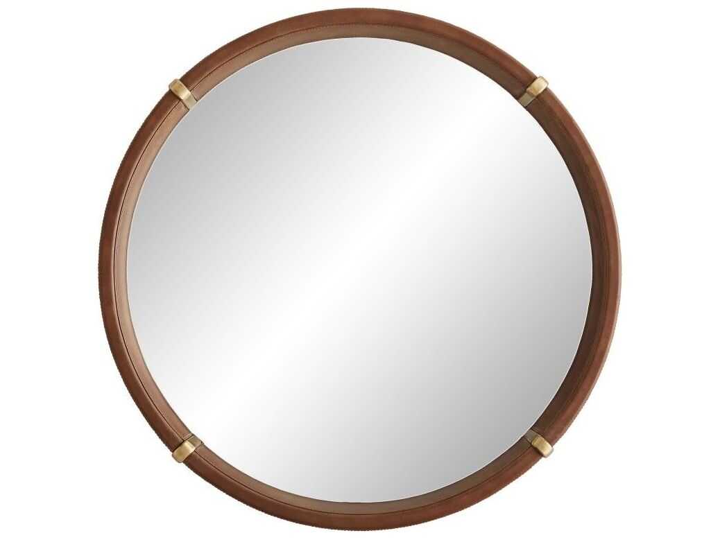 Arteriors Home Edmund Brown Leather Round Wall Mirror