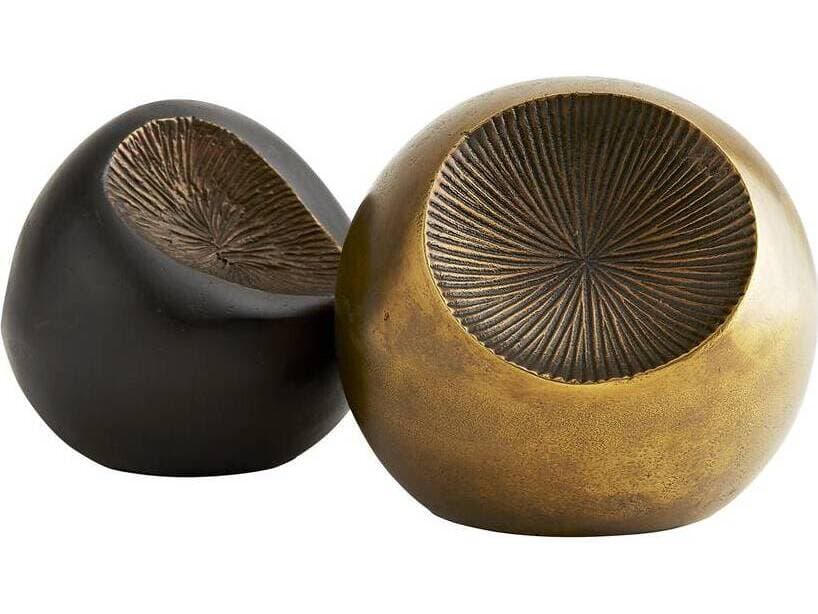 Arteriors Home Ida Antique Brass Vintage Bronze Sculpture Set of 2