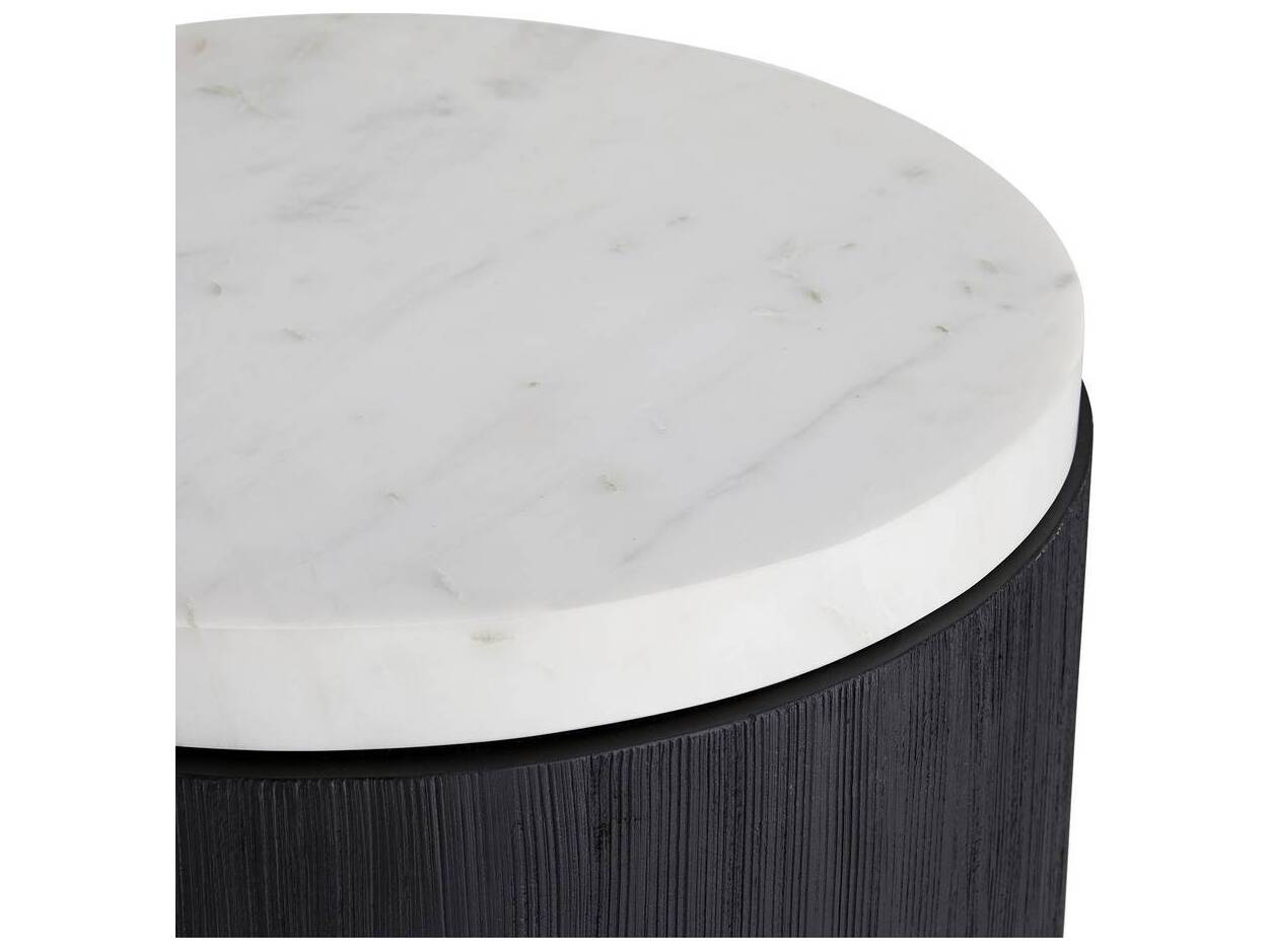 Arteriors Home Round Marble White Black Gregor End Table
