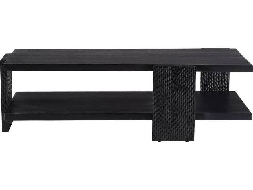 Arteriors Home Rectangular Wood Handcarved Soft Black Waxed Aiden Coffee Table