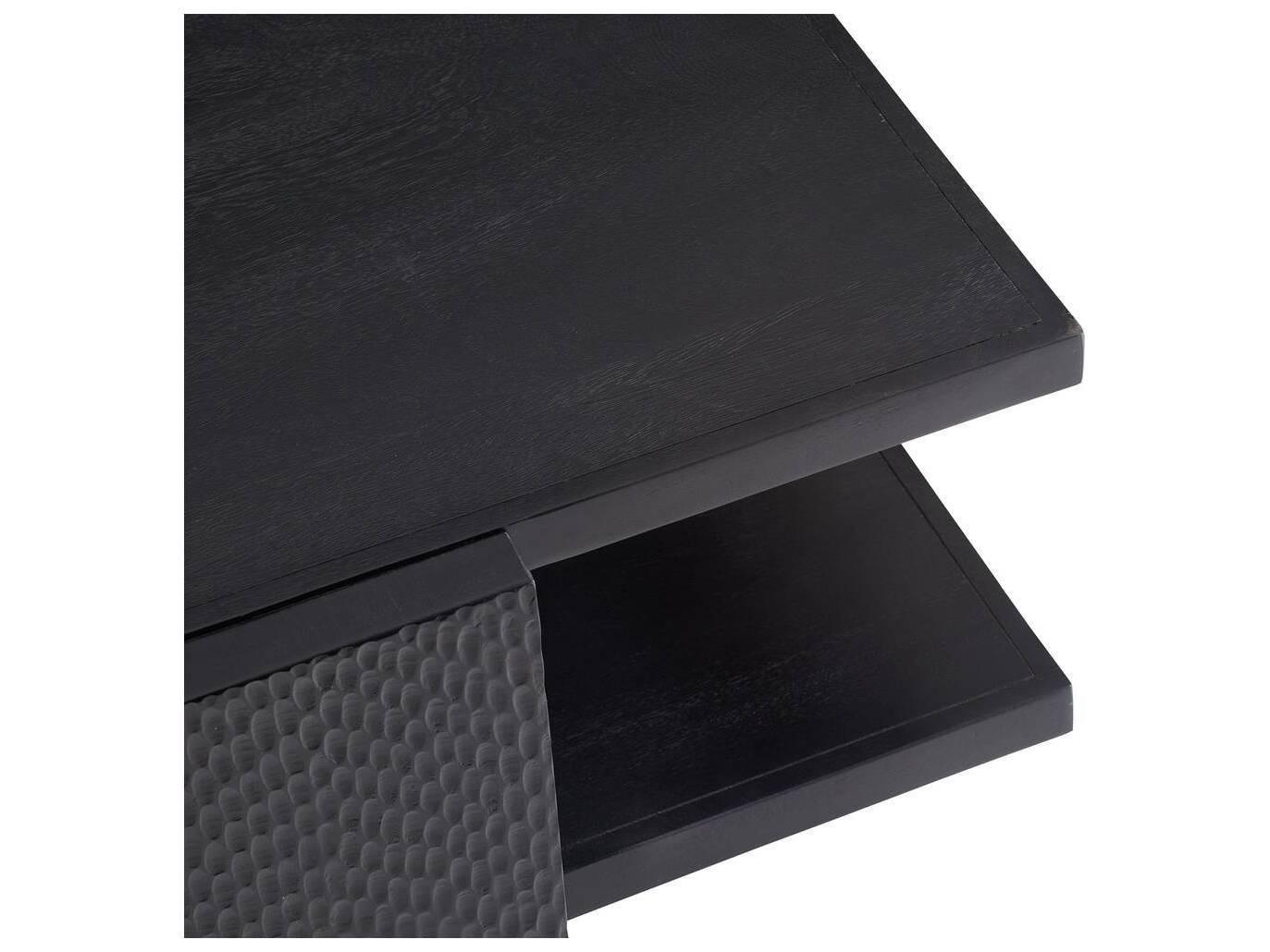 Arteriors Home Rectangular Wood Handcarved Soft Black Waxed Aiden Coffee Table
