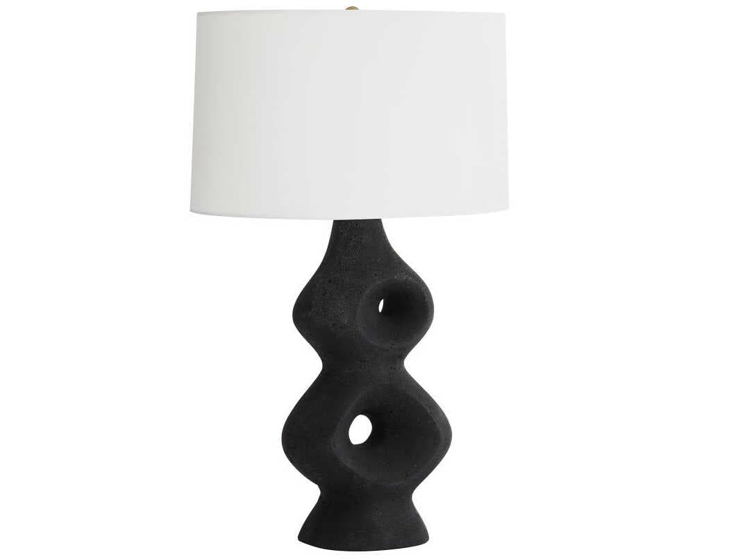 Arteriors Home Jemai Charcoal Ricestone Composite Black Buffet Lamp
