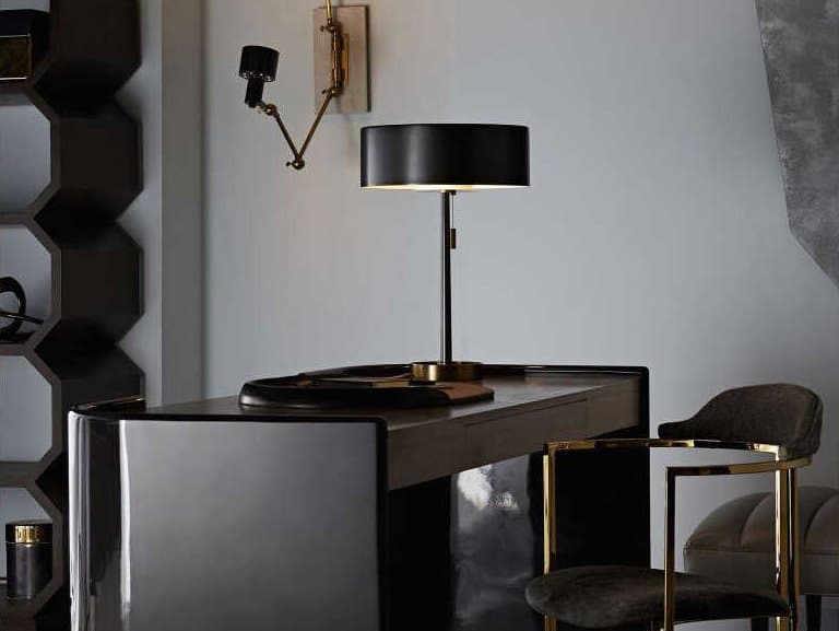 Arteriors Home Violetta  Matte Black Antique Brass Table Lamp