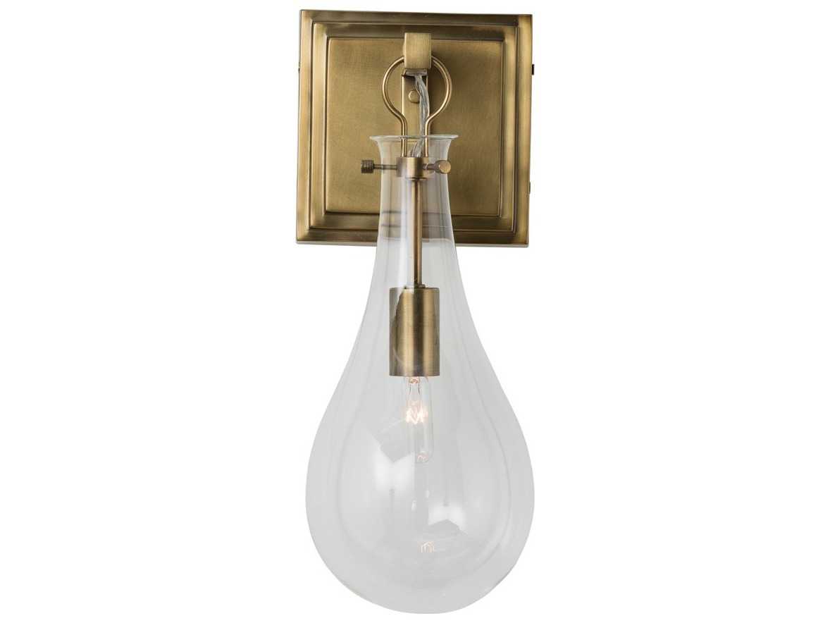 Arteriors Home Sabine 1-Light Antique Brass With Clear Glass Wall Sconce