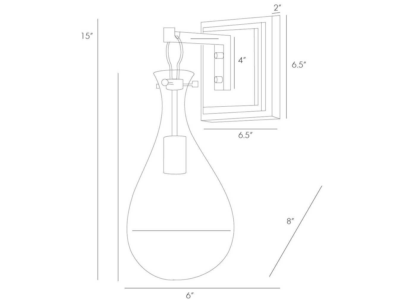 Arteriors Home Sabine 1-Light Antique Brass With Clear Glass Wall Sconce
