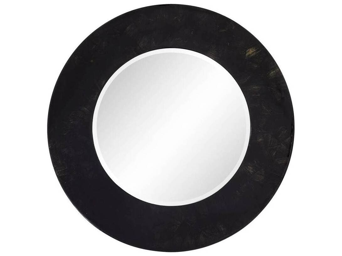 Arteriors Home Lona Black Round Wall Mirror