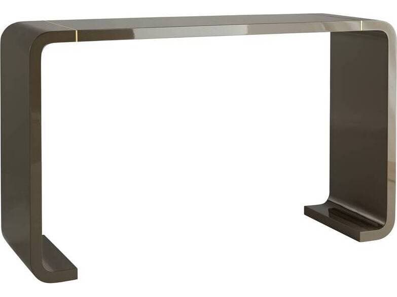 Arteriors Home Turnley Rectangular Wood Gray Lacquer Antique Brass Console Table