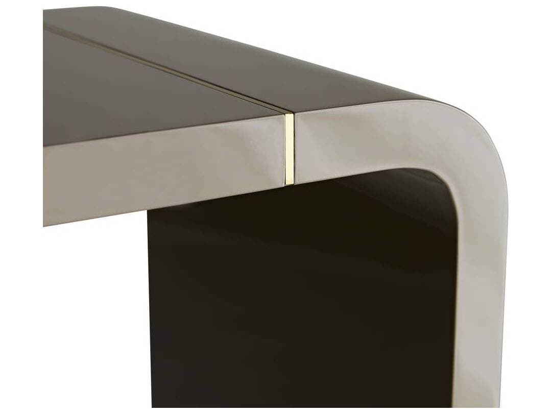 Arteriors Home Turnley Rectangular Wood Gray Lacquer Antique Brass Console Table