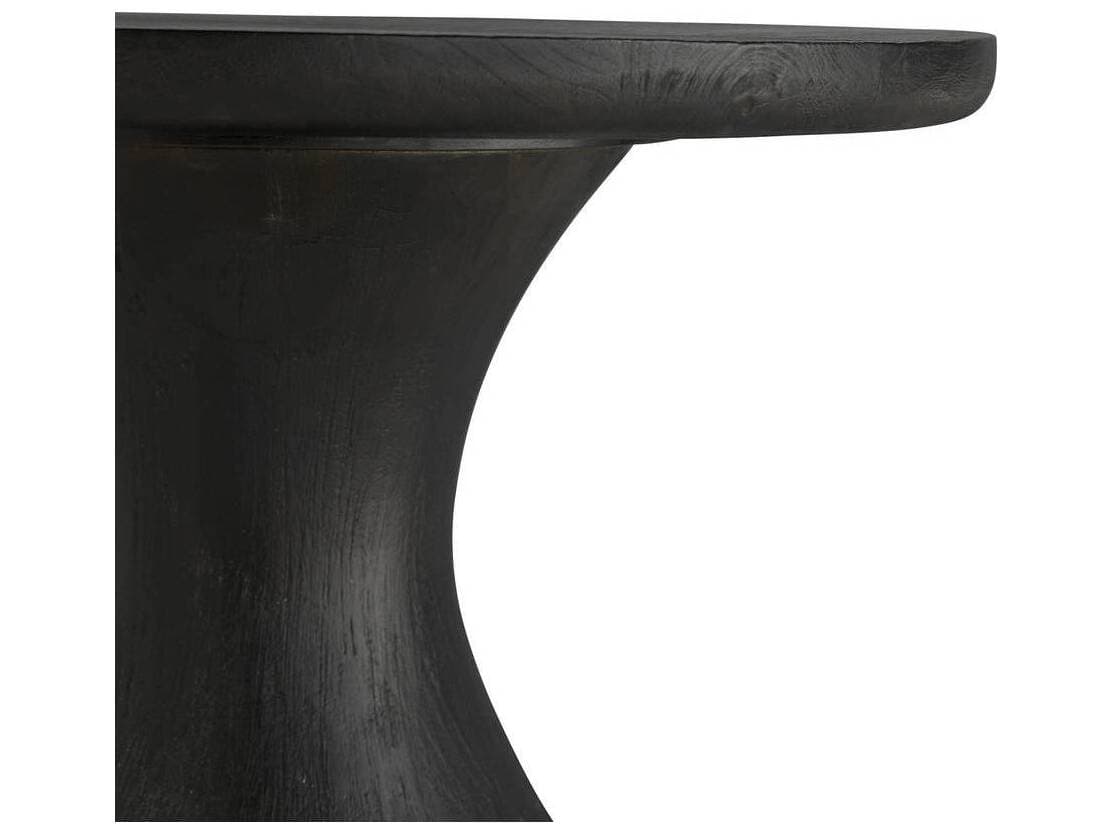 Arteriors Home Round Wood Sandblasted Soft Black Waxed Scout End Table