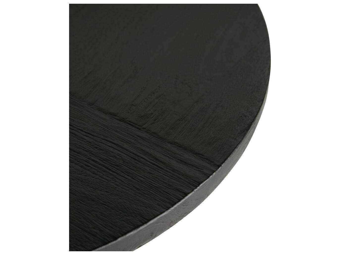 Arteriors Home Round Wood Sandblasted Soft Black Waxed Scout End Table