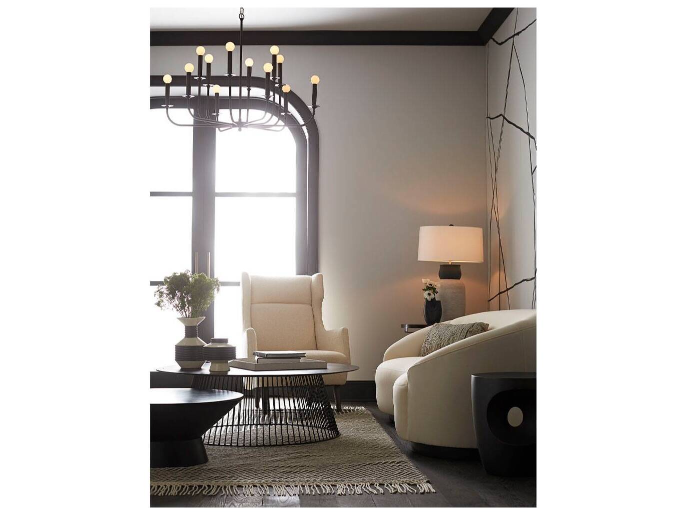 Arteriors Home Round Concrete Matte Black Beckham Coffee Table