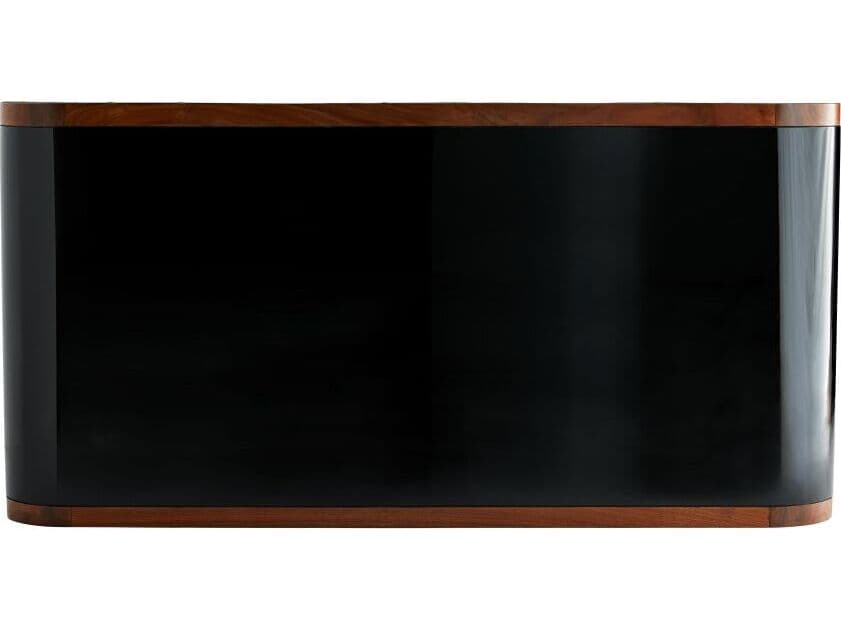 Arteriors Home Black Gloss Lacquer Satin Walnut Wood Writing Desk Victoria