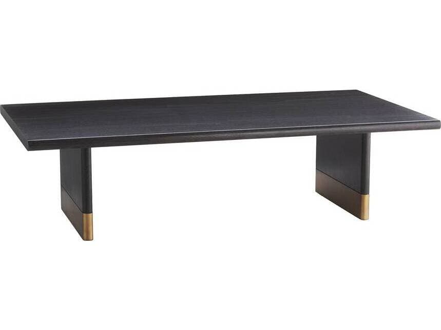 Arteriors Home Rectangular Wood Ebony Burnished Gold Leaf Lawson Coffee Table