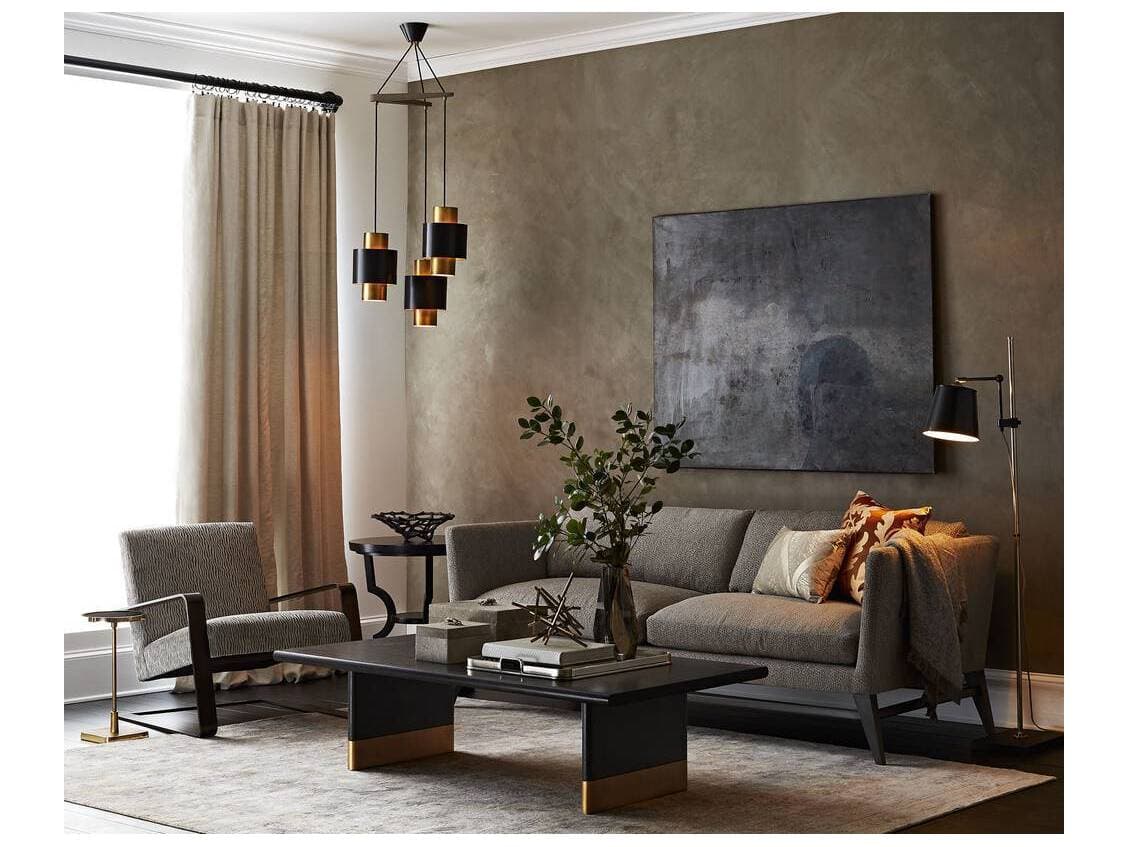 Arteriors Home Rectangular Wood Ebony Burnished Gold Leaf Lawson Coffee Table