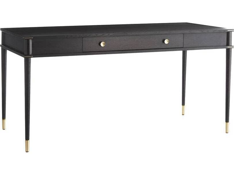 Arteriors Home Jobe Ebony Antique Brass Black Oak Wood Writing Desk