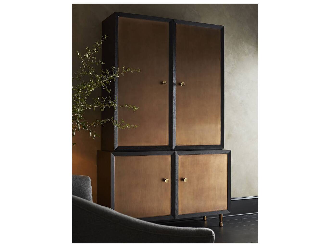 Arteriors Home Kilpatrick Burnished Gold Leaf Ebony Black Accent Chest