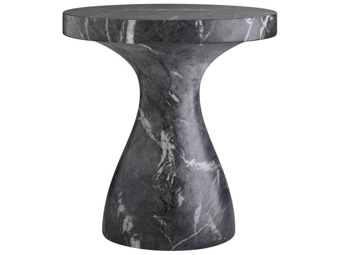 Arteriors Home Serafina Round Black Faux Marble End Table