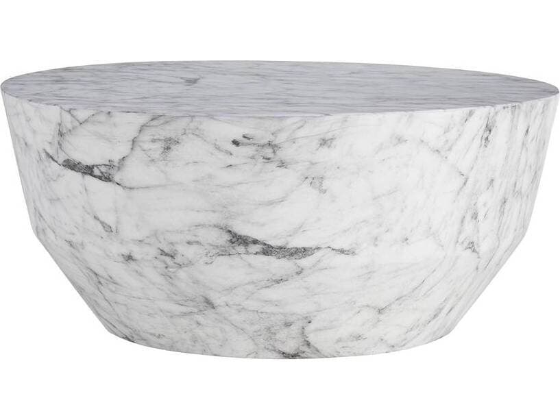 Arteriors Home Round White Faux Marble Godwin Coffee Table