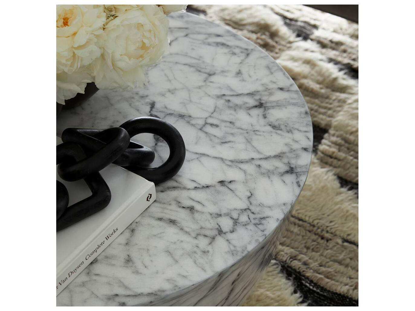 Arteriors Home Round White Faux Marble Godwin Coffee Table