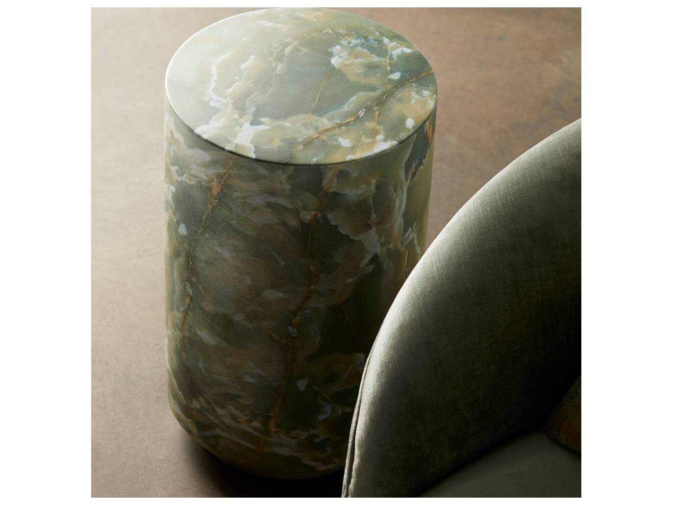 Arteriors Home Round Jade Faux Marble Herbie End Table