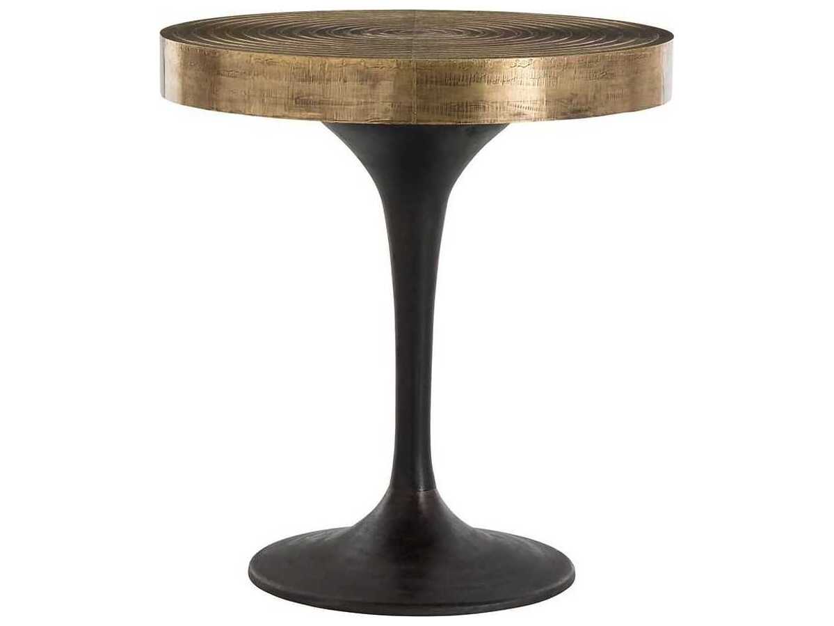 Arteriors Home Daryl Round Wood Antique Black End Table