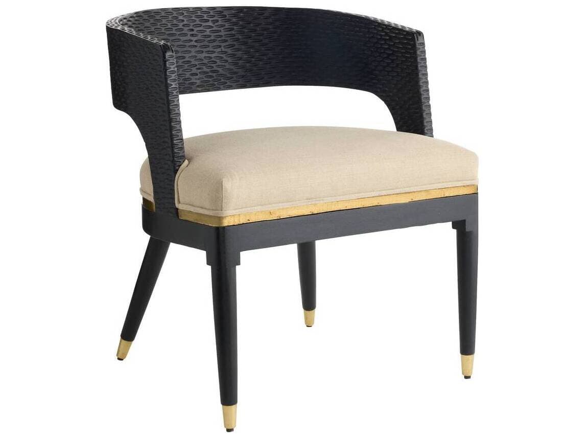 Arteriors Home Swanson Mango Wood Black Upholstered Arm Dining Chair