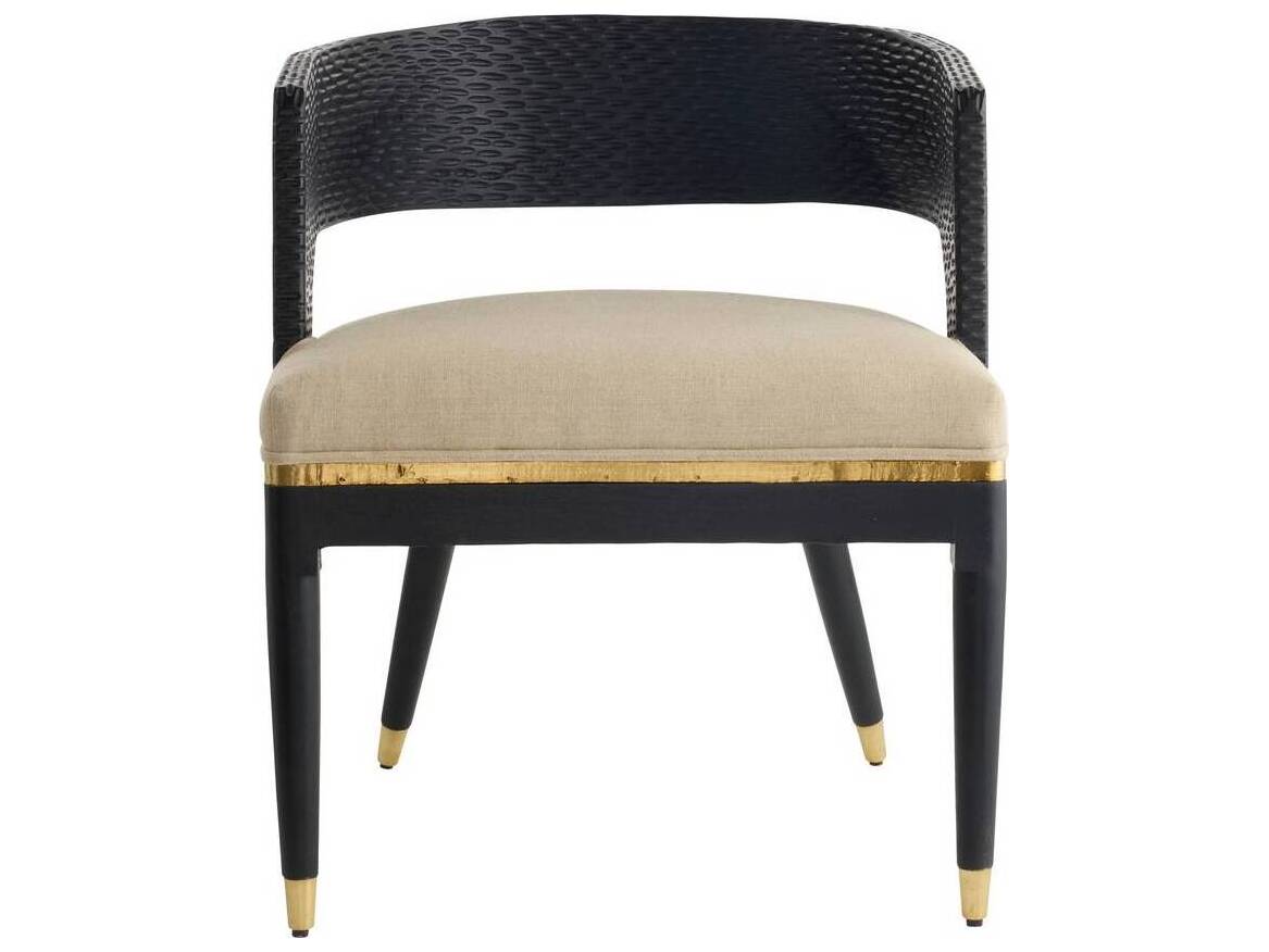 Arteriors Home Swanson Mango Wood Black Upholstered Arm Dining Chair