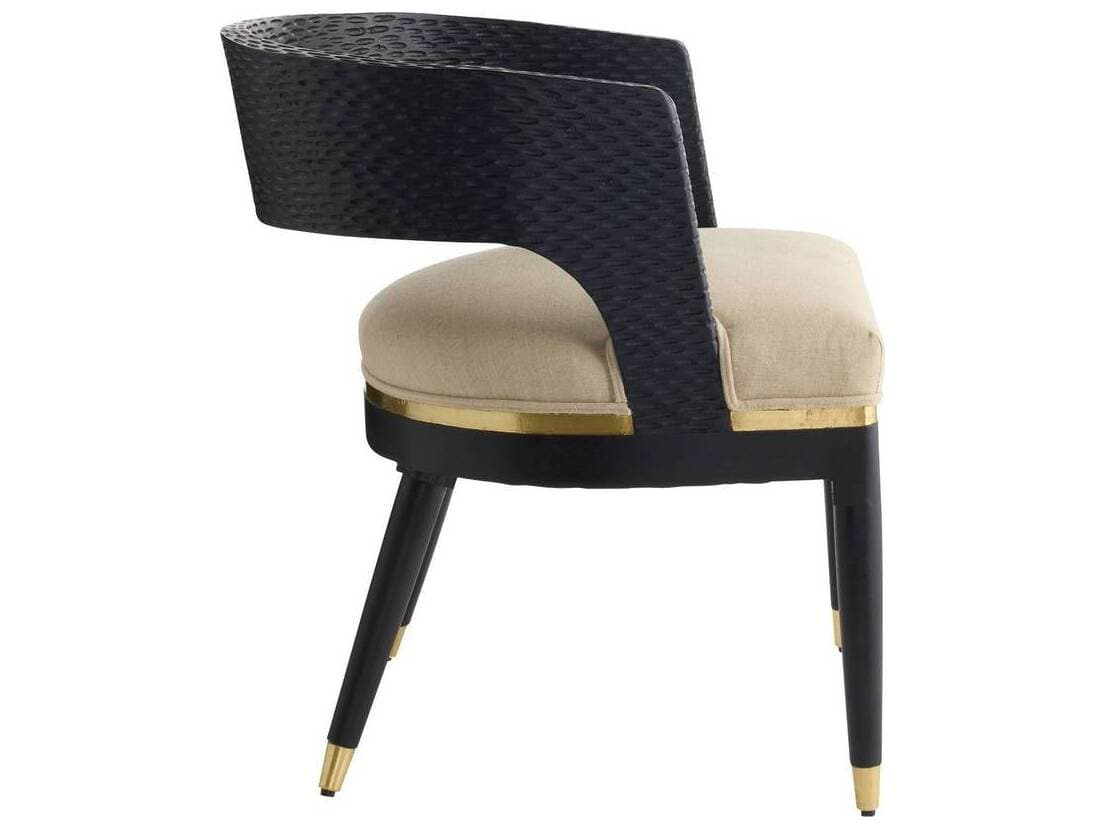 Arteriors Home Swanson Mango Wood Black Upholstered Arm Dining Chair