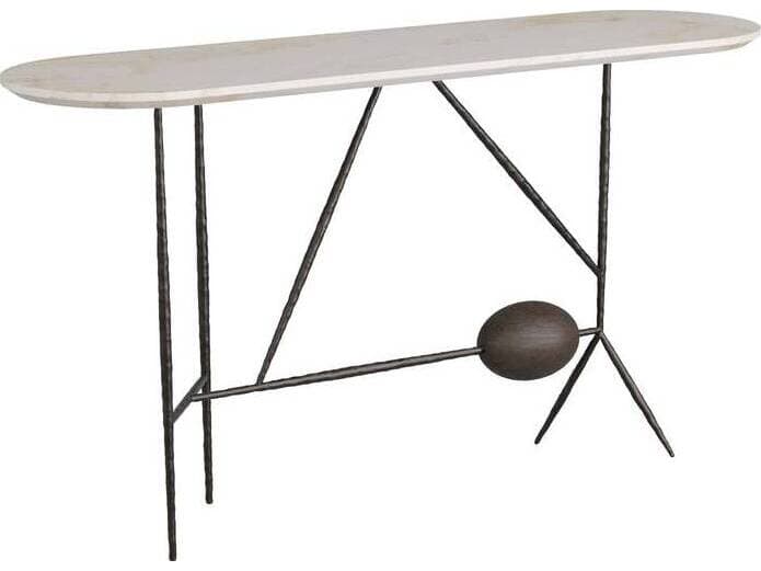 Arteriors Home Stewart Oval Marble Natural Iron Console Table
