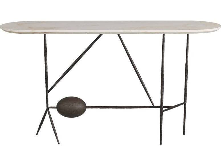 Arteriors Home Stewart Oval Marble Natural Iron Console Table