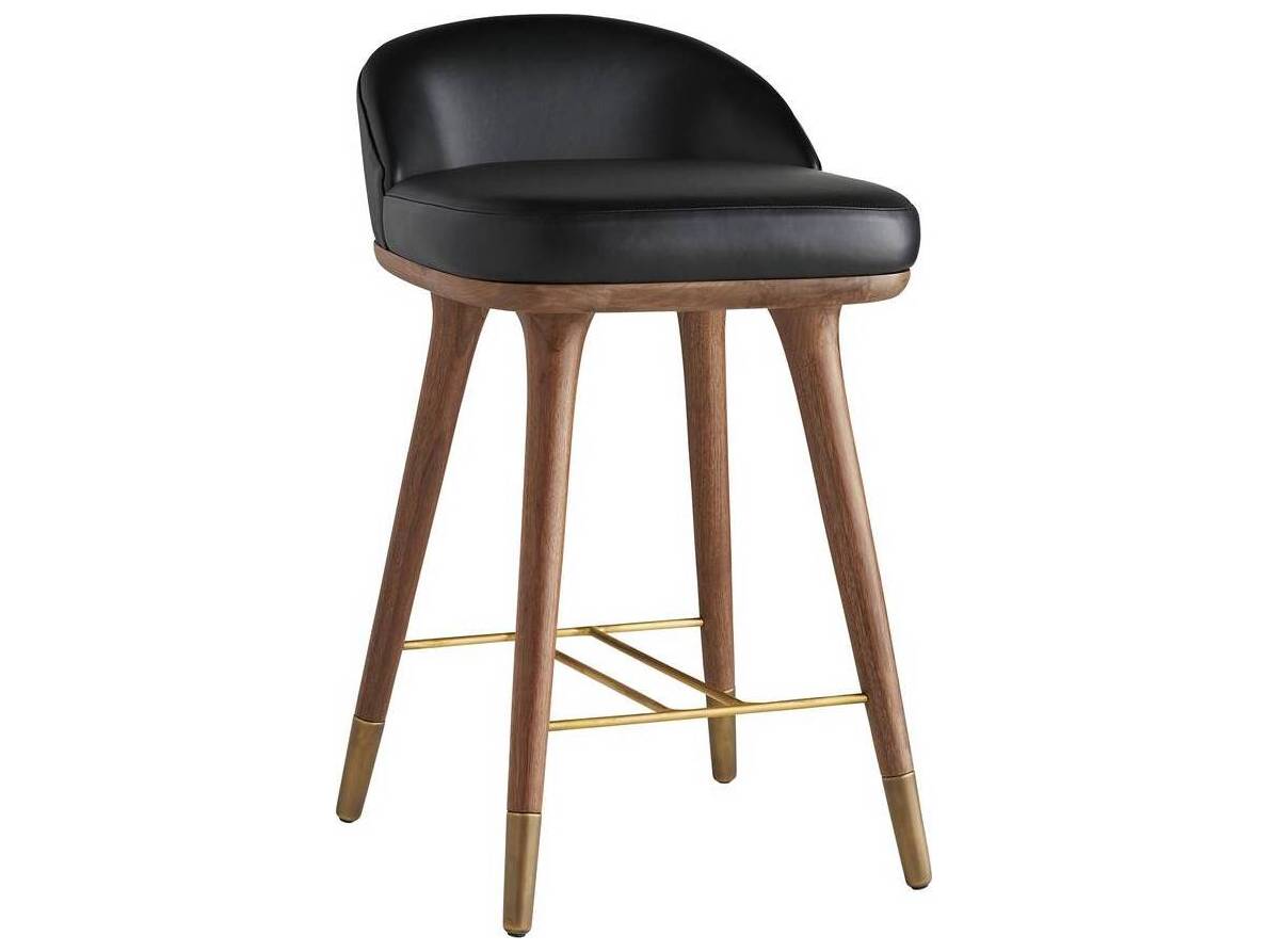 Arteriors Home Walsh Black Walnut Leather Counter Stool