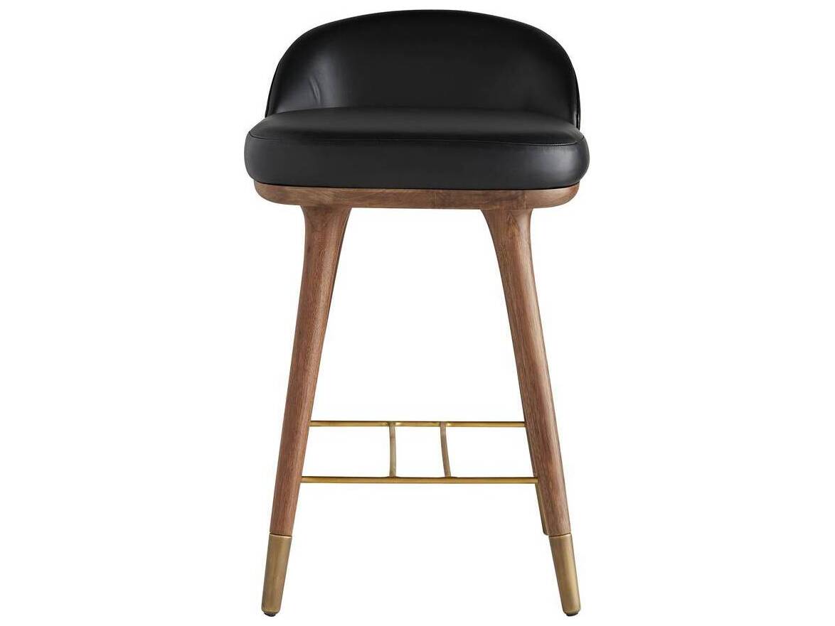 Arteriors Home Walsh Black Walnut Leather Counter Stool